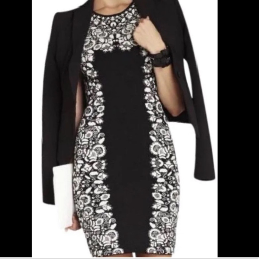BCBGMaxAzria Black and White Lace Dress